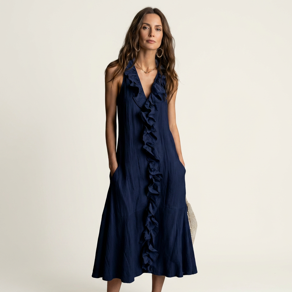 Deborah™ | Ruffle-Front V-Neck Maxi Dress