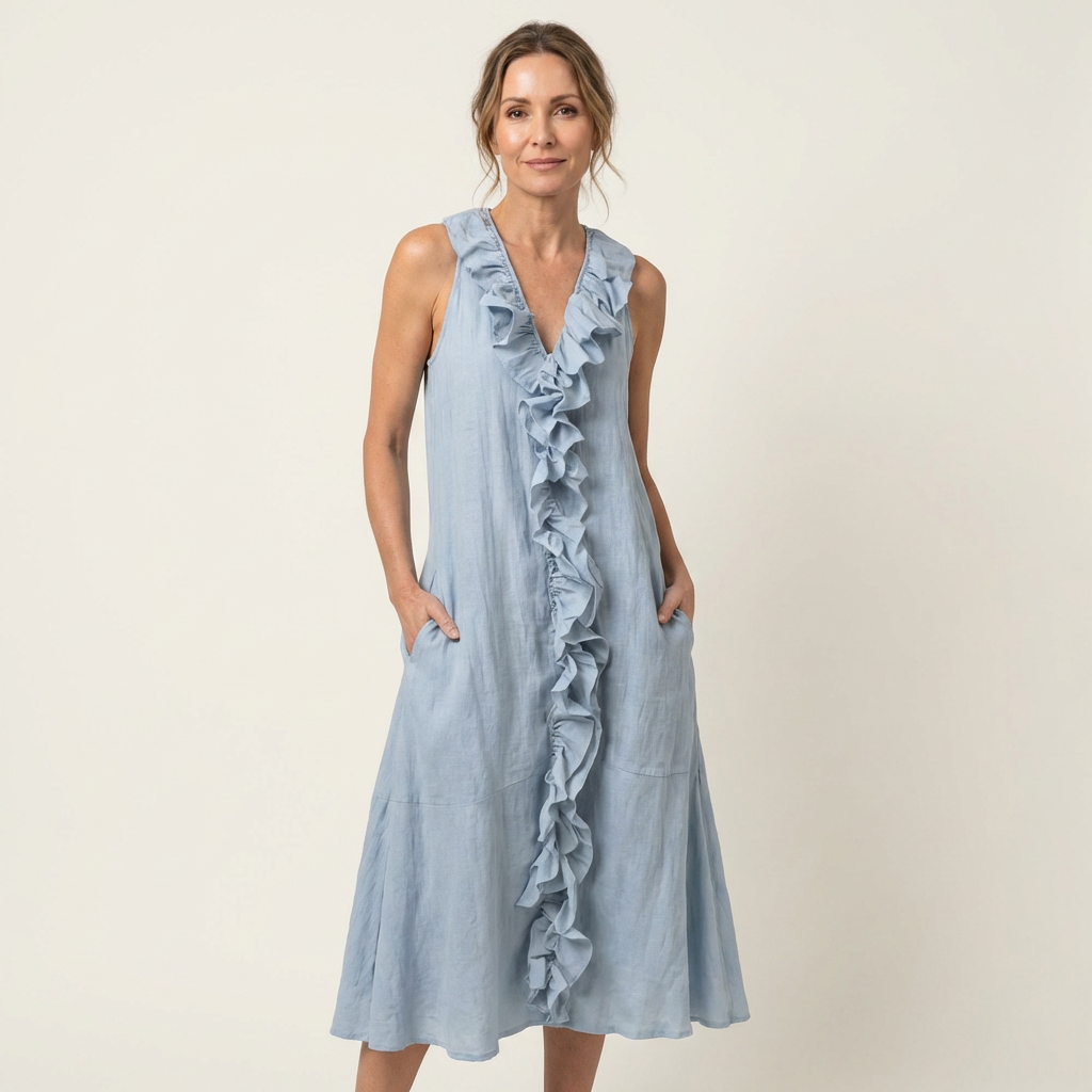 Deborah™ | Ruffle-Front V-Neck Maxi Dress