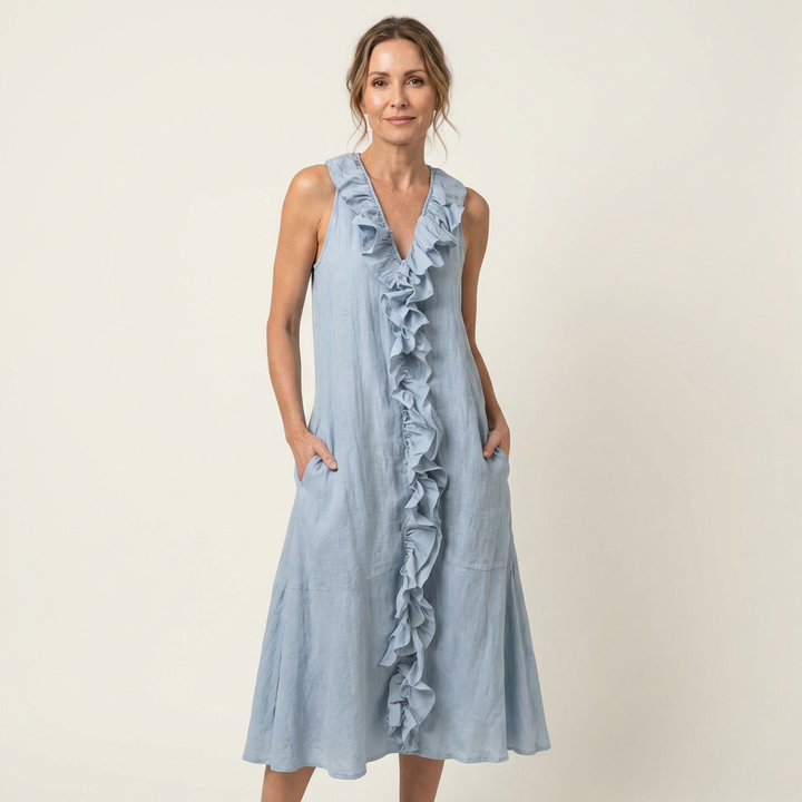 Deborah™ | Ruffle-Front V-Neck Maxi Dress