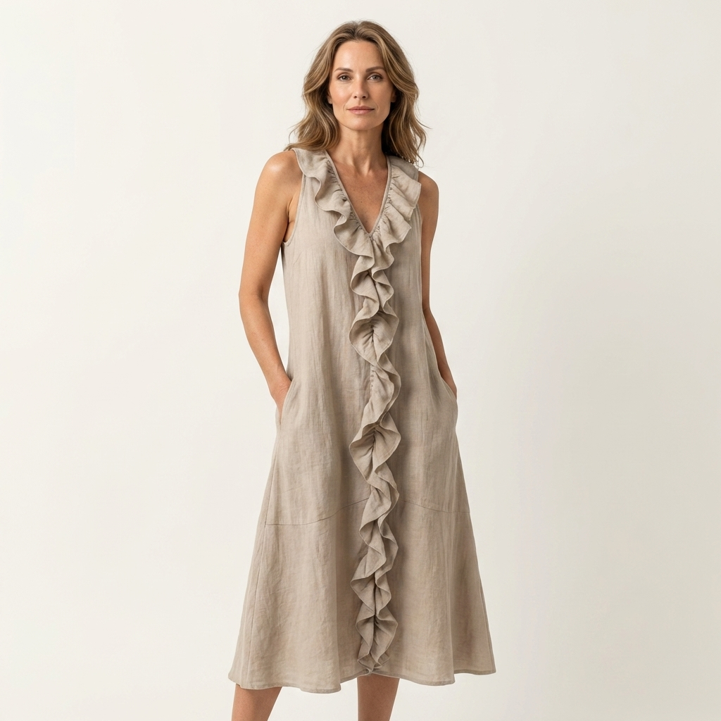 Deborah™ | Ruffle-Front V-Neck Maxi Dress