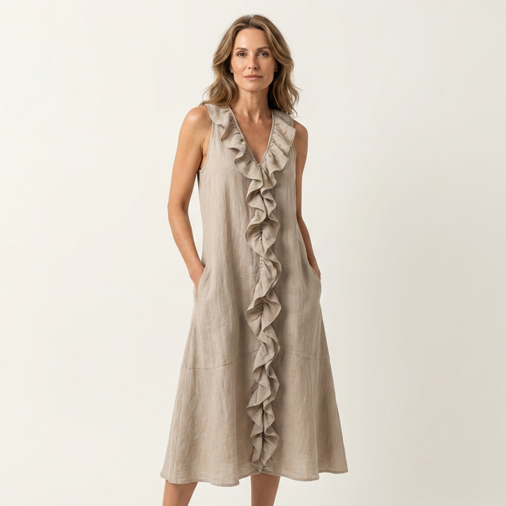 Deborah™ | Ruffle-Front V-Neck Maxi Dress