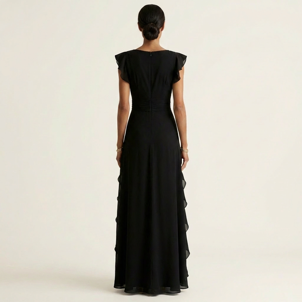 Carol™ | Wrap-Style V-Neck Flutter-Sleeve Maxi Dress