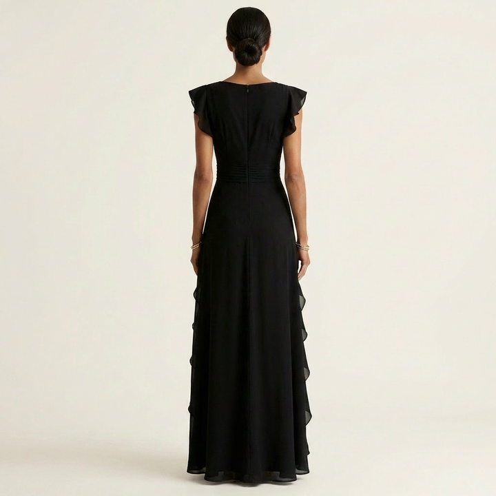 Carol™ | Wrap-Style V-Neck Flutter-Sleeve Maxi Dress