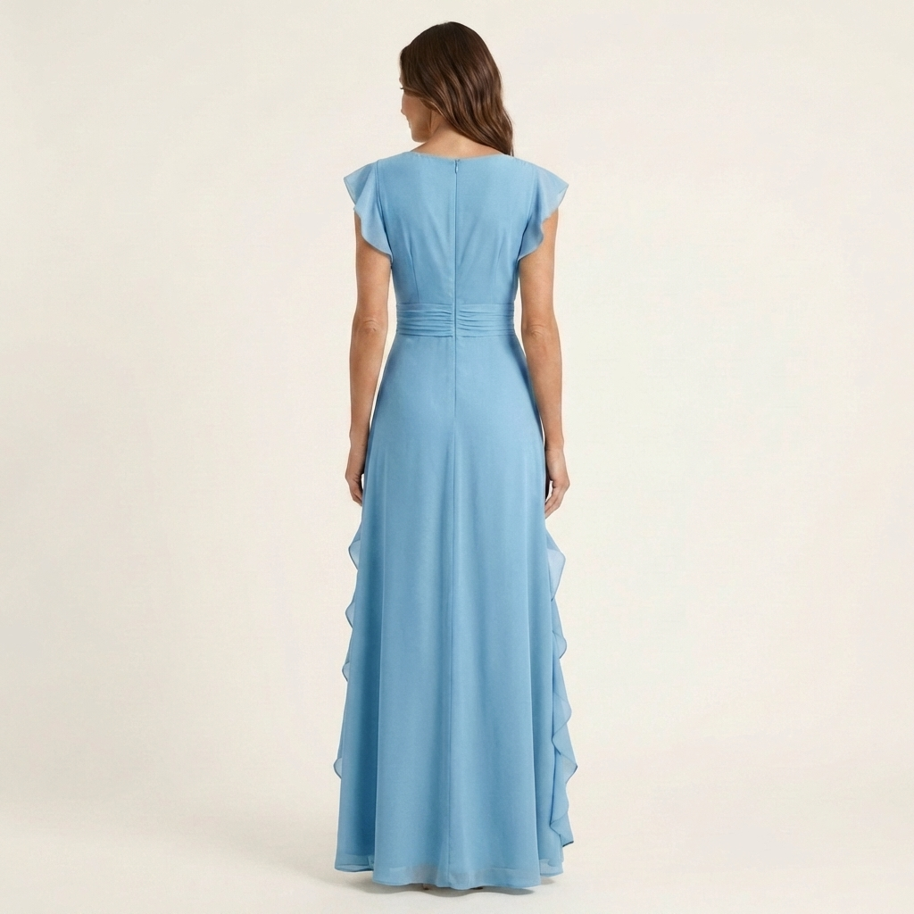 Carol™ | Wrap-Style V-Neck Flutter-Sleeve Maxi Dress