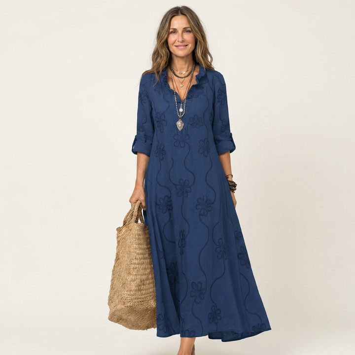 Barbara™ | Tonal Floral Embroidery Maxi Dress