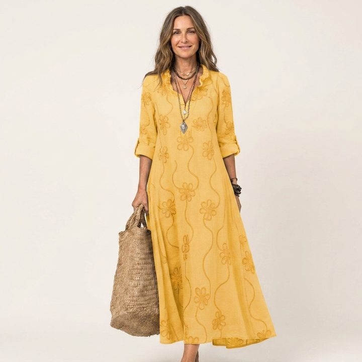 Barbara™ | Tonal Floral Embroidery Maxi Dress