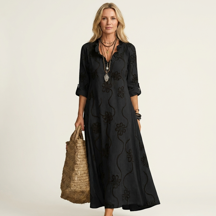 Barbara™ | Tonal Floral Embroidery Maxi Dress
