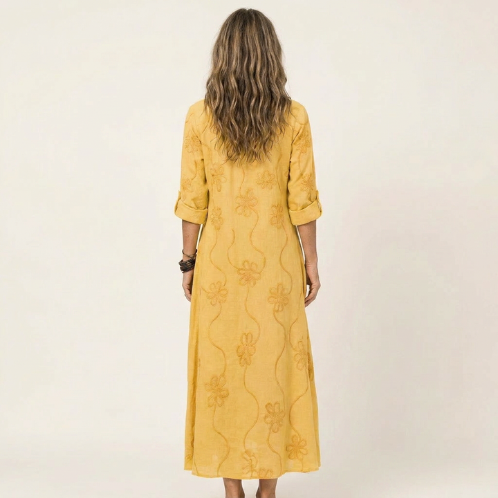 Barbara™ | Tonal Floral Embroidery Maxi Dress