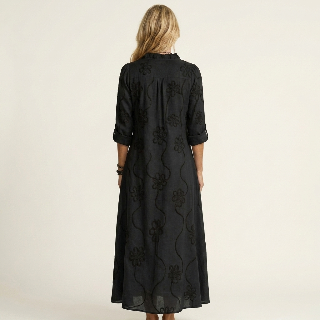 Barbara™ | Tonal Floral Embroidery Maxi Dress